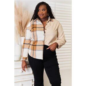 Perfee Plaid Print‎ Dropped Shoulder Shirt